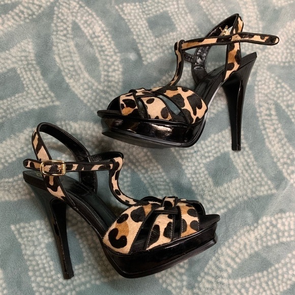 BCBGENERATION animal print stiletto peep toe heels - Picture 2 of 6